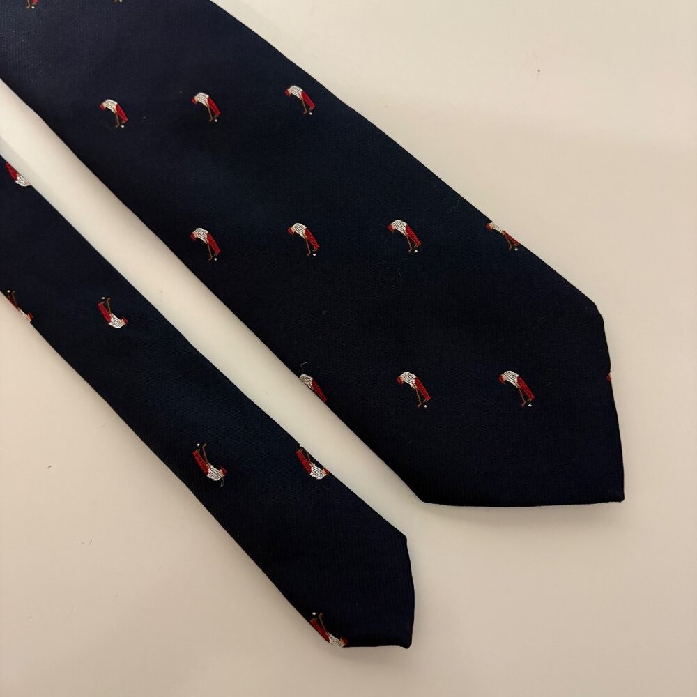 Ralph Marlin Vintage Tie Navy Golfer Putting Polyester Mens Necktie USA Office